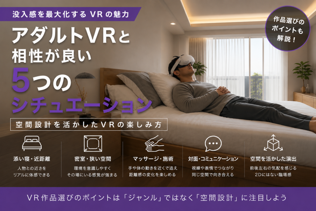 【ジャンル解説】Quest 2で体験したいVRアダルトの「神シチュエーション」5選｜VRならではの距離感と空間設計